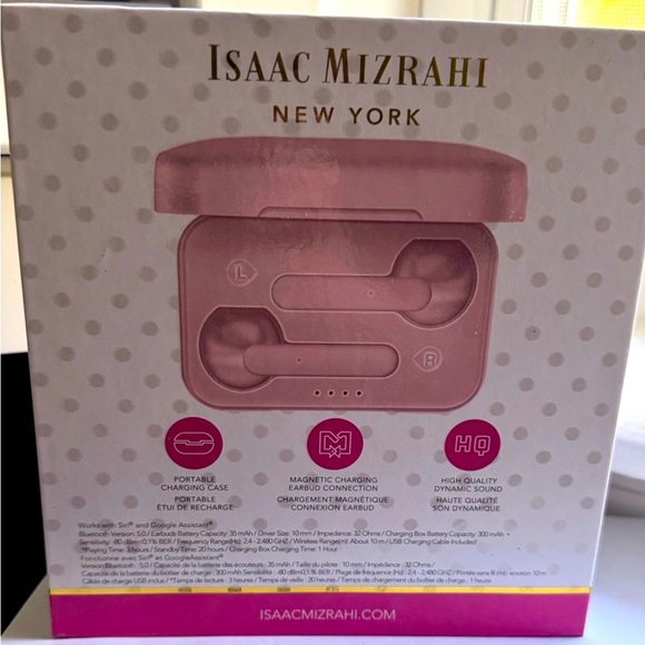 π§π Isaac Mizrahi Pink Wireless Earbuds β Chic Sound on the Go! ππ§ - Picture 12 of 16
